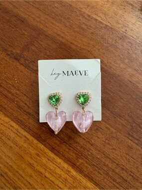 Hey Maeve Pink Heart Drop Earrings